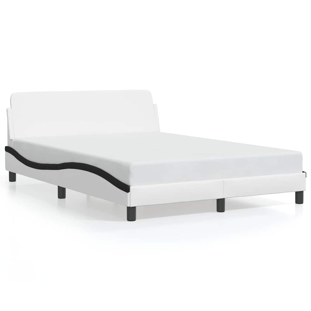 sengeramme Dover 140x190 cm kunstlæder hvid og sort