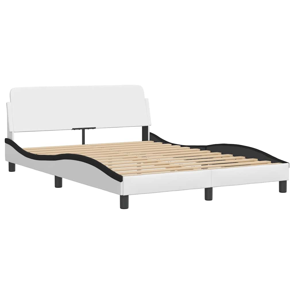 sengeramme Dover 140x190 cm kunstlæder hvid og sort