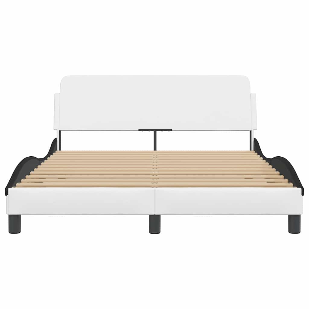 sengeramme Dover 140x190 cm kunstlæder hvid og sort