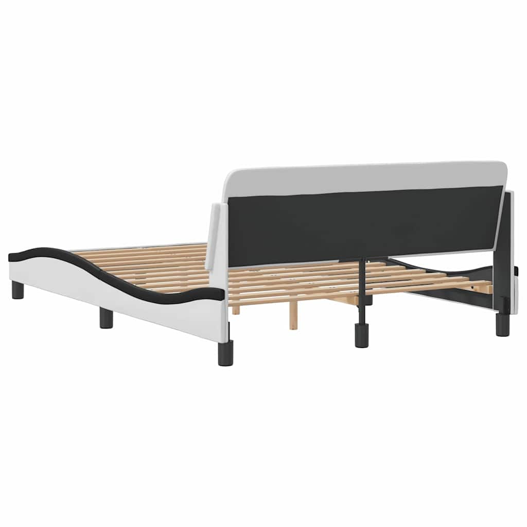 sengeramme Dover 140x190 cm kunstlæder hvid og sort