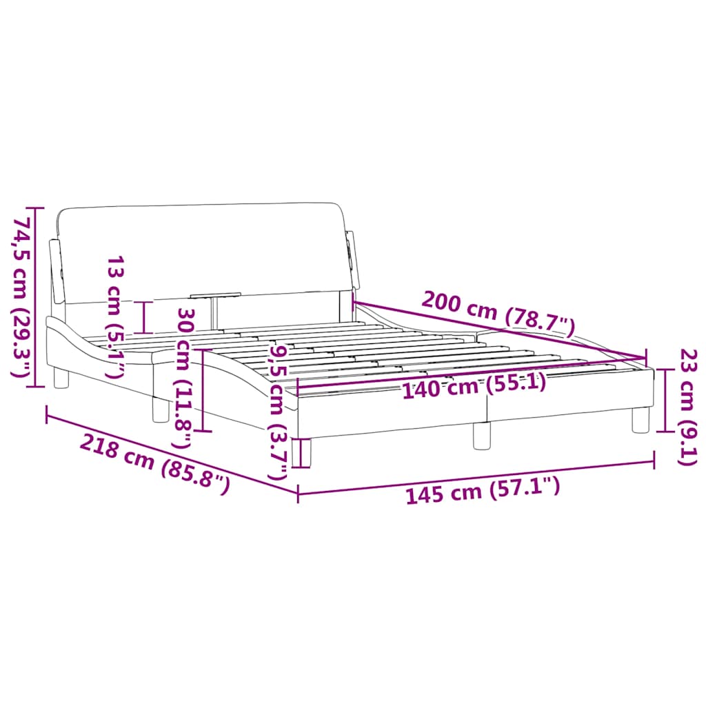 sengeramme Dover 140x200 cm stof sort