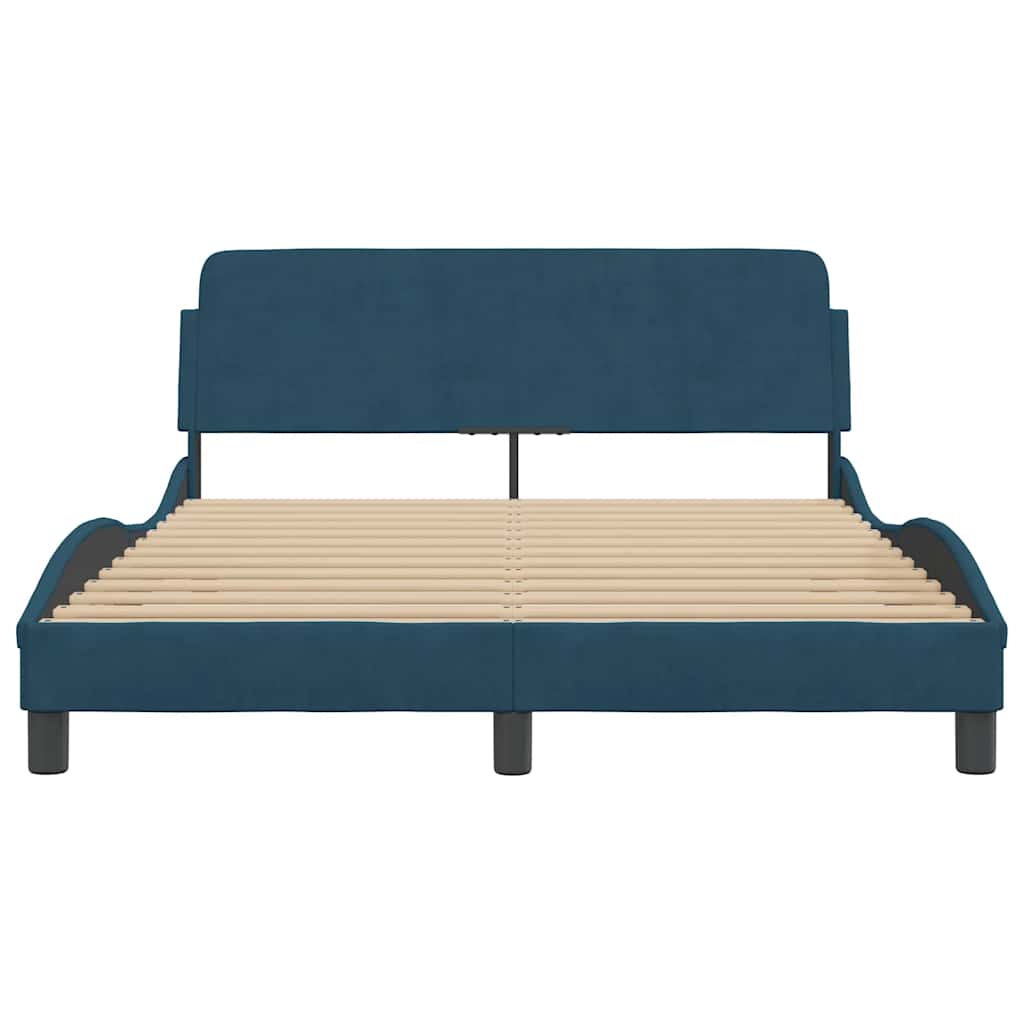 sengeramme med sengegavl Dover 140x200 cm velour blå