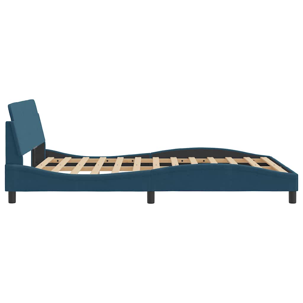sengeramme med sengegavl Dover 140x200 cm velour blå