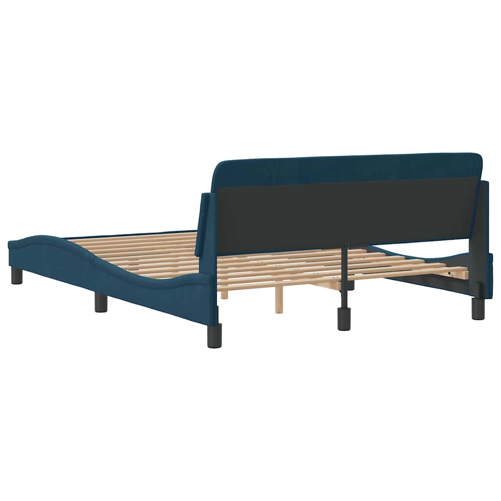 sengeramme med sengegavl Dover 140x200 cm velour blå