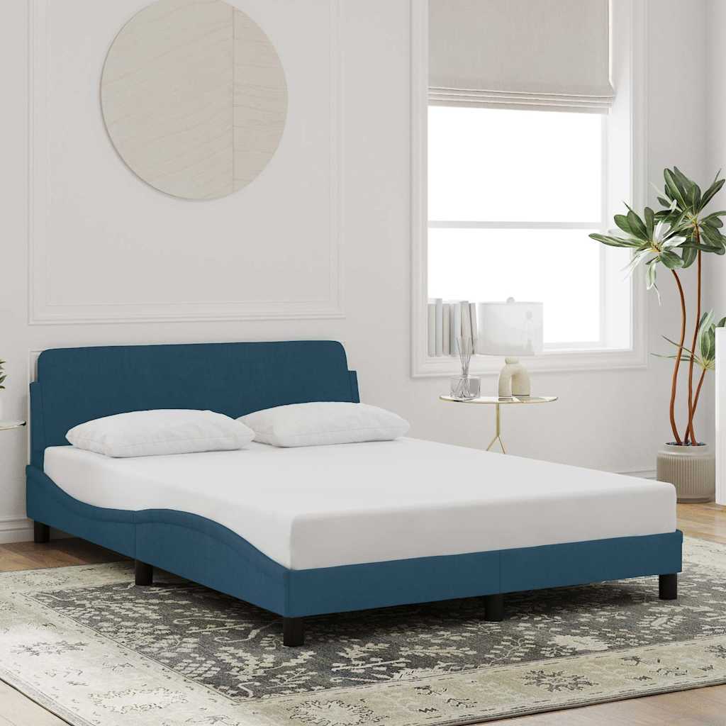sengeramme med sengegavl Dover 140x200 cm velour blå