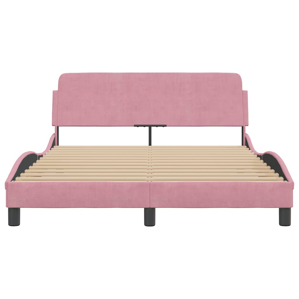 sengeramme med sengegavl Dover Pink 140x200 cm Velour