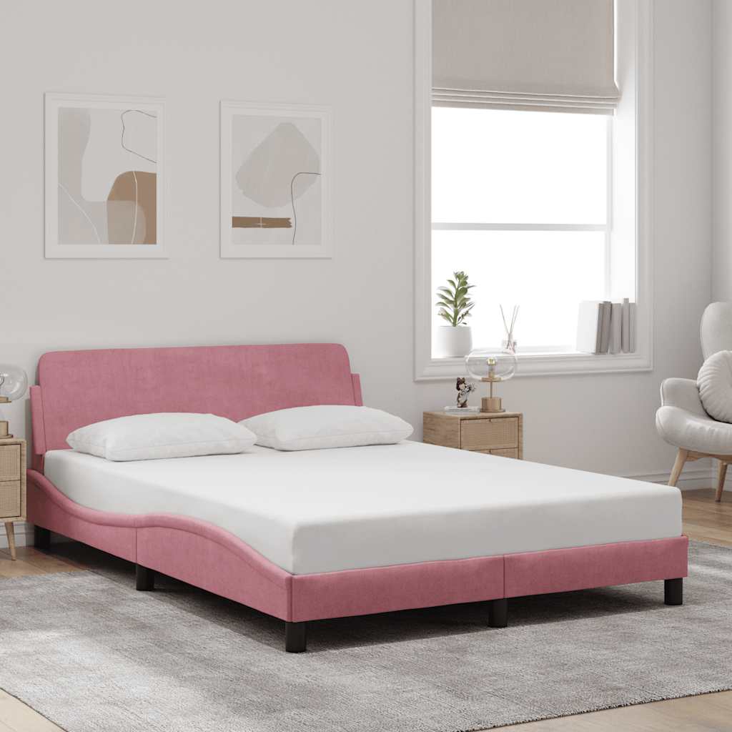 sengeramme med sengegavl Dover Pink 140x200 cm Velour