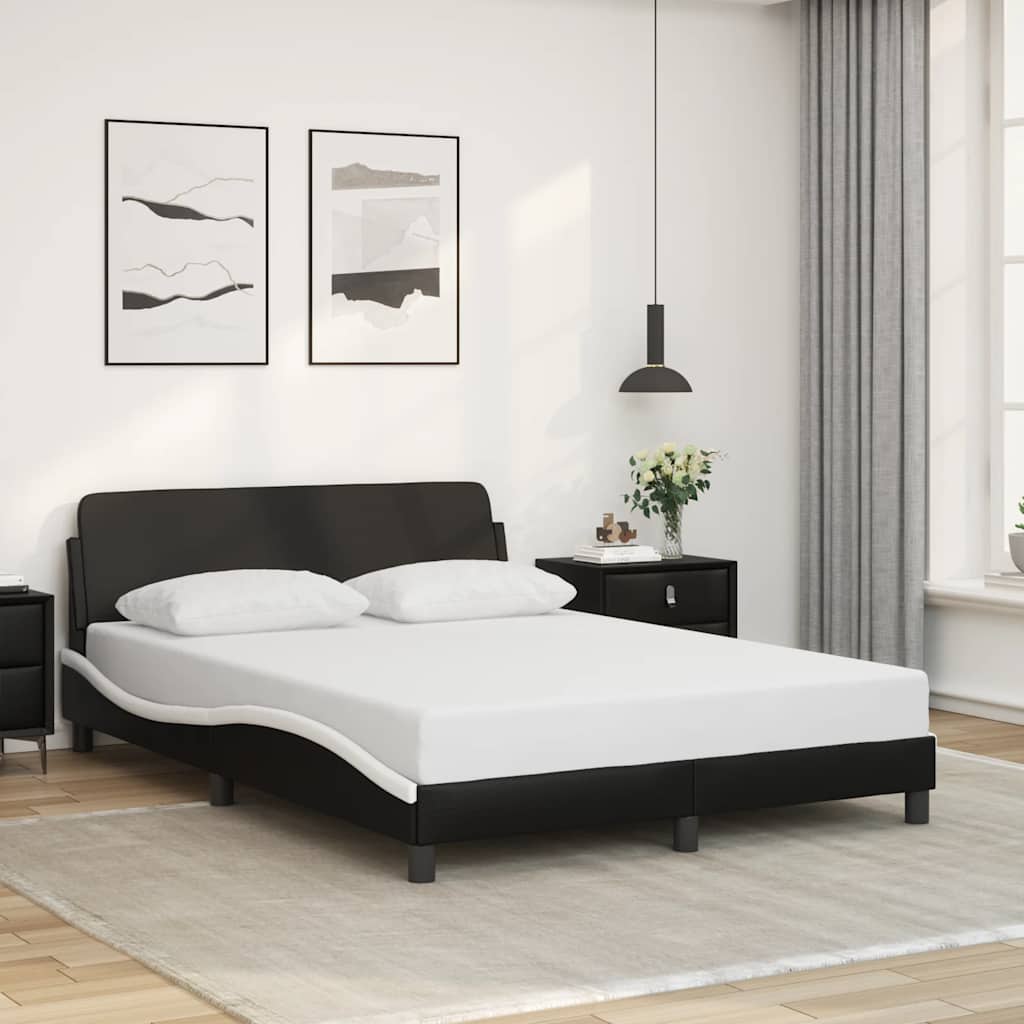 sengeramme Dover 140x200 cm kunstlæder sort og hvid