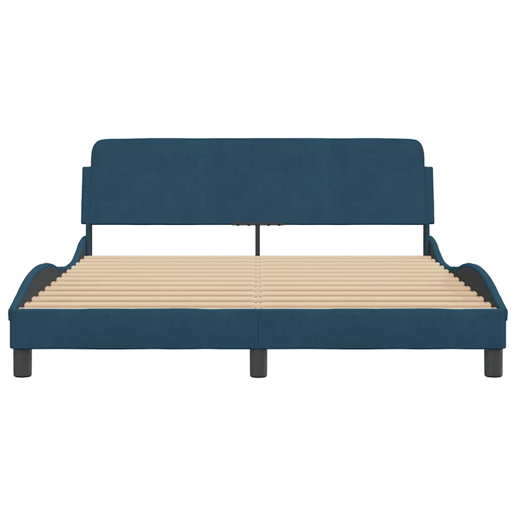 sengeramme med sengegavl Dover 160x200 cm velour blå