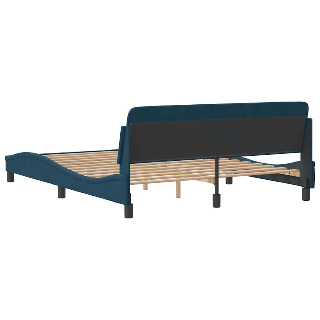 sengeramme med sengegavl Dover 160x200 cm velour blå