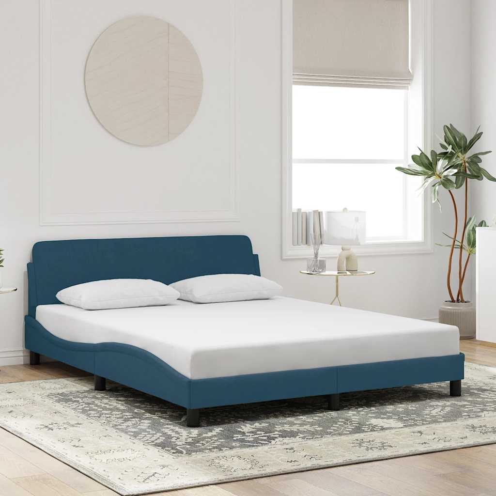 sengeramme med sengegavl Dover 160x200 cm velour blå