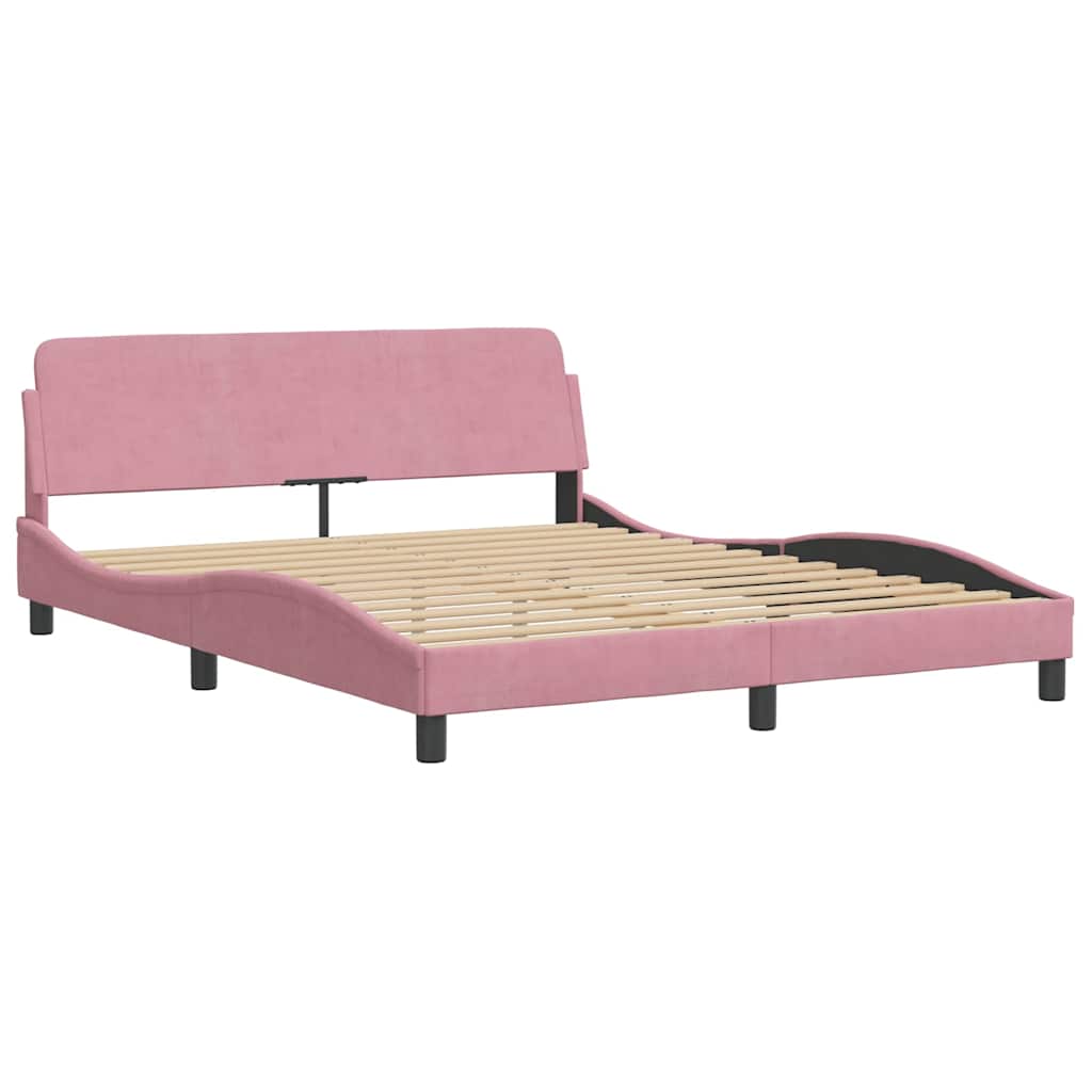 sengeramme med sengegavl Dover Pink 160x200 cm Fløjl