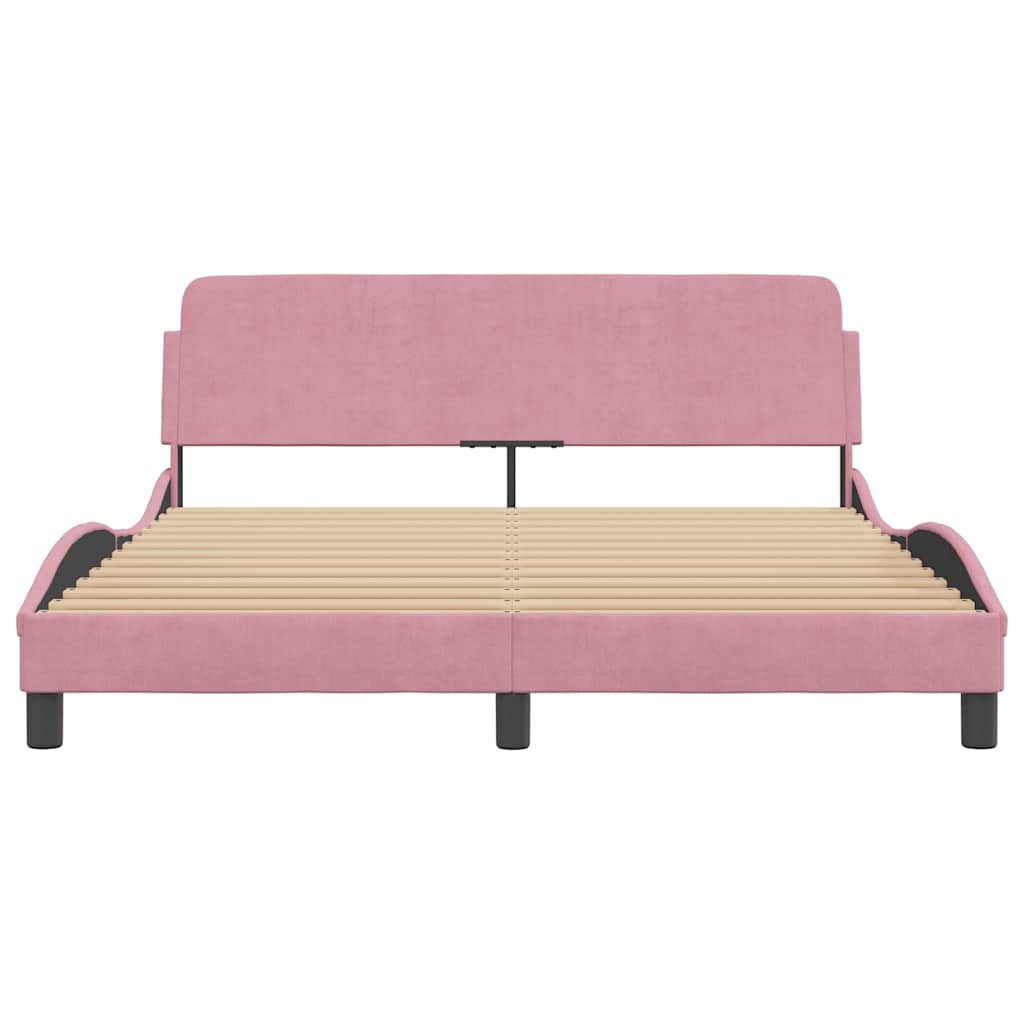 sengeramme med sengegavl Dover Pink 160x200 cm Fløjl