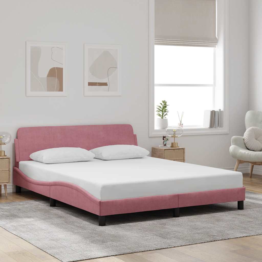 sengeramme med sengegavl Dover Pink 160x200 cm Fløjl