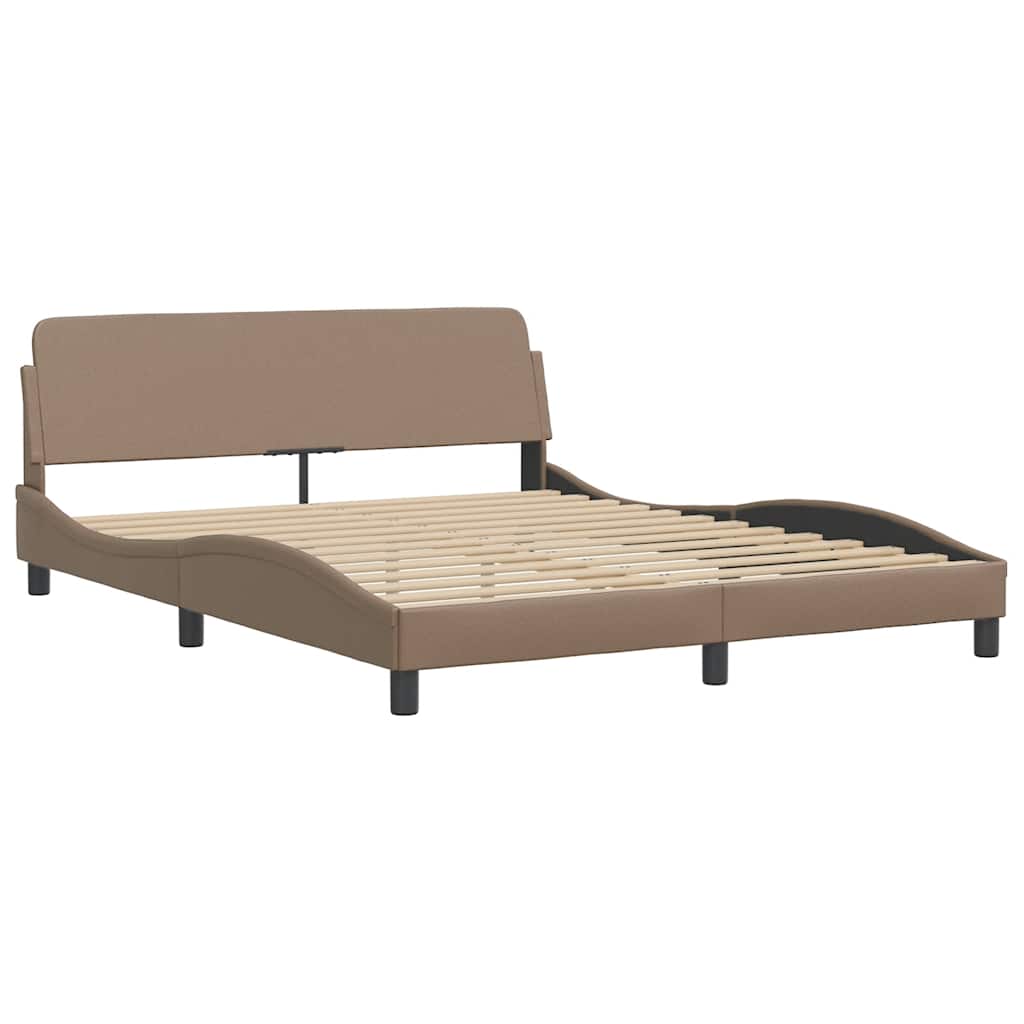 sengeramme Dover 160x200 cm kunstlæder cappuccinofarvet