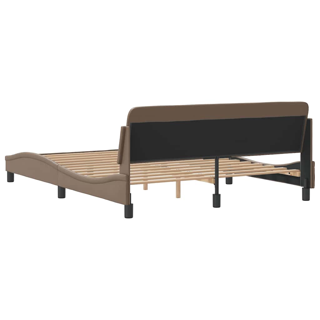 sengeramme Dover 160x200 cm kunstlæder cappuccinofarvet