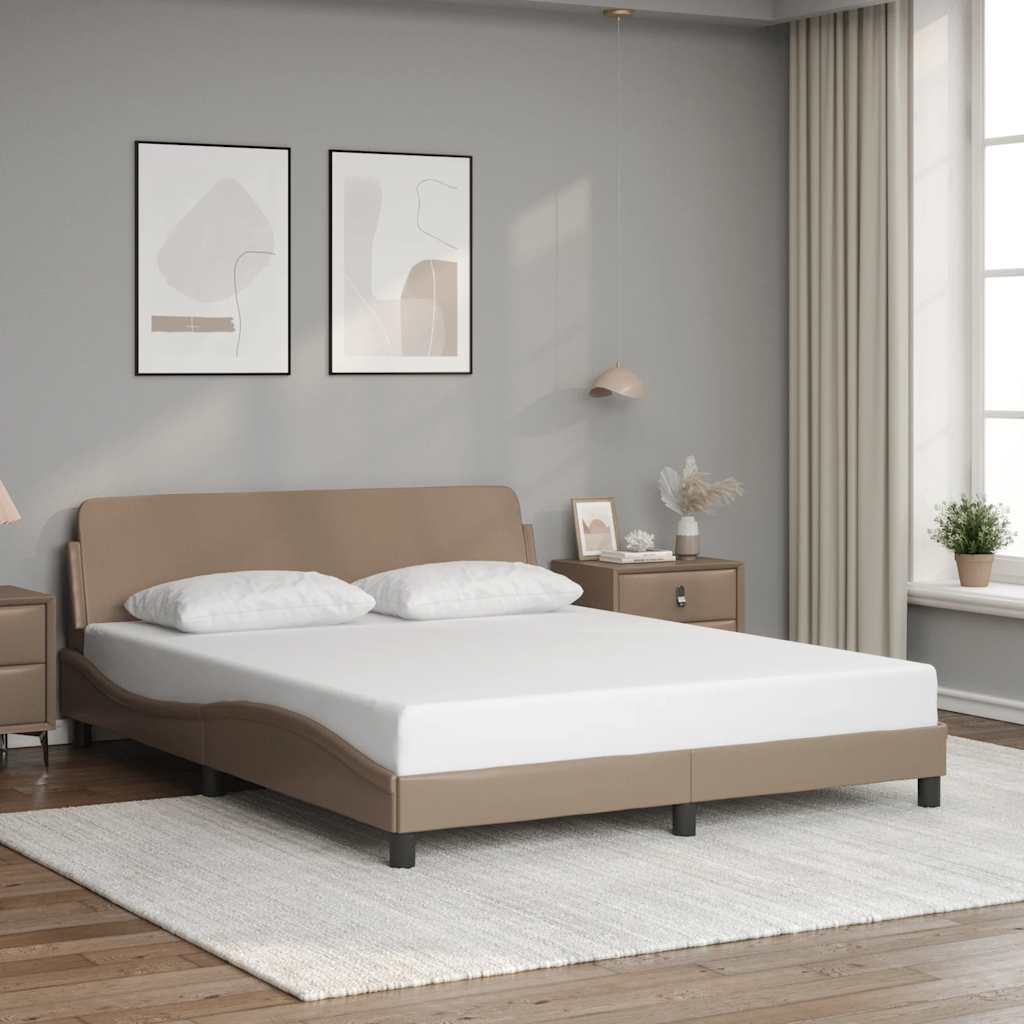 sengeramme Dover 160x200 cm kunstlæder cappuccinofarvet