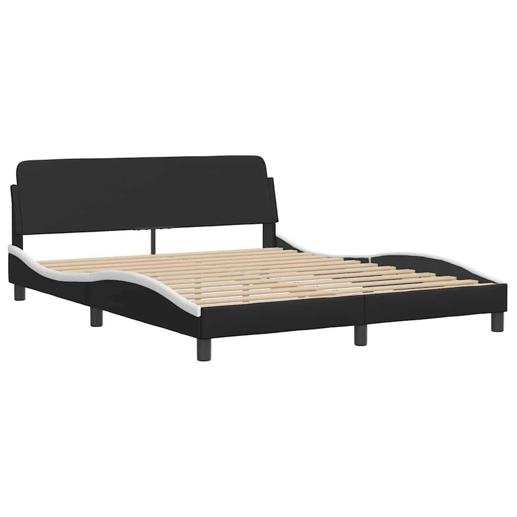 sengeramme Dover 160x200 cm kunstlæder sort og hvid