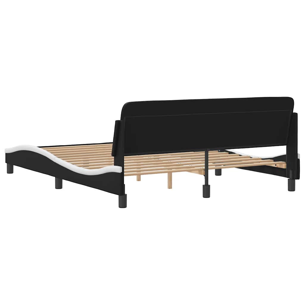 sengeramme Dover 160x200 cm kunstlæder sort og hvid