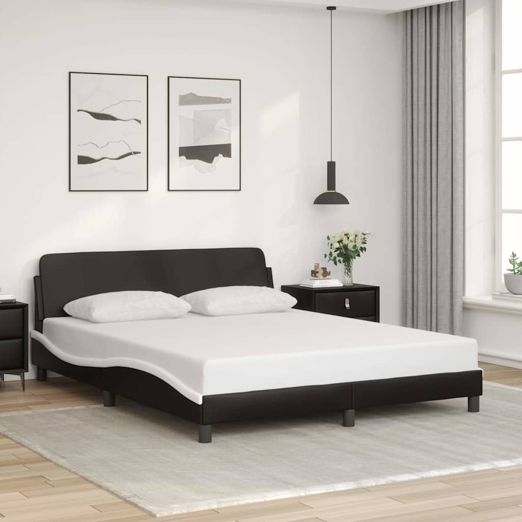 sengeramme Dover 160x200 cm kunstlæder sort og hvid