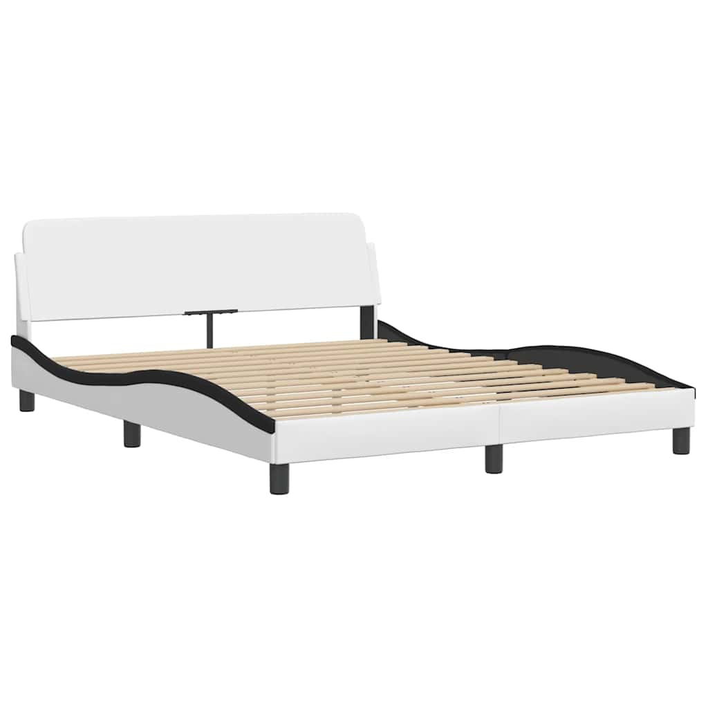 sengeramme Dover 160x200 cm kunstlæder hvid og sort