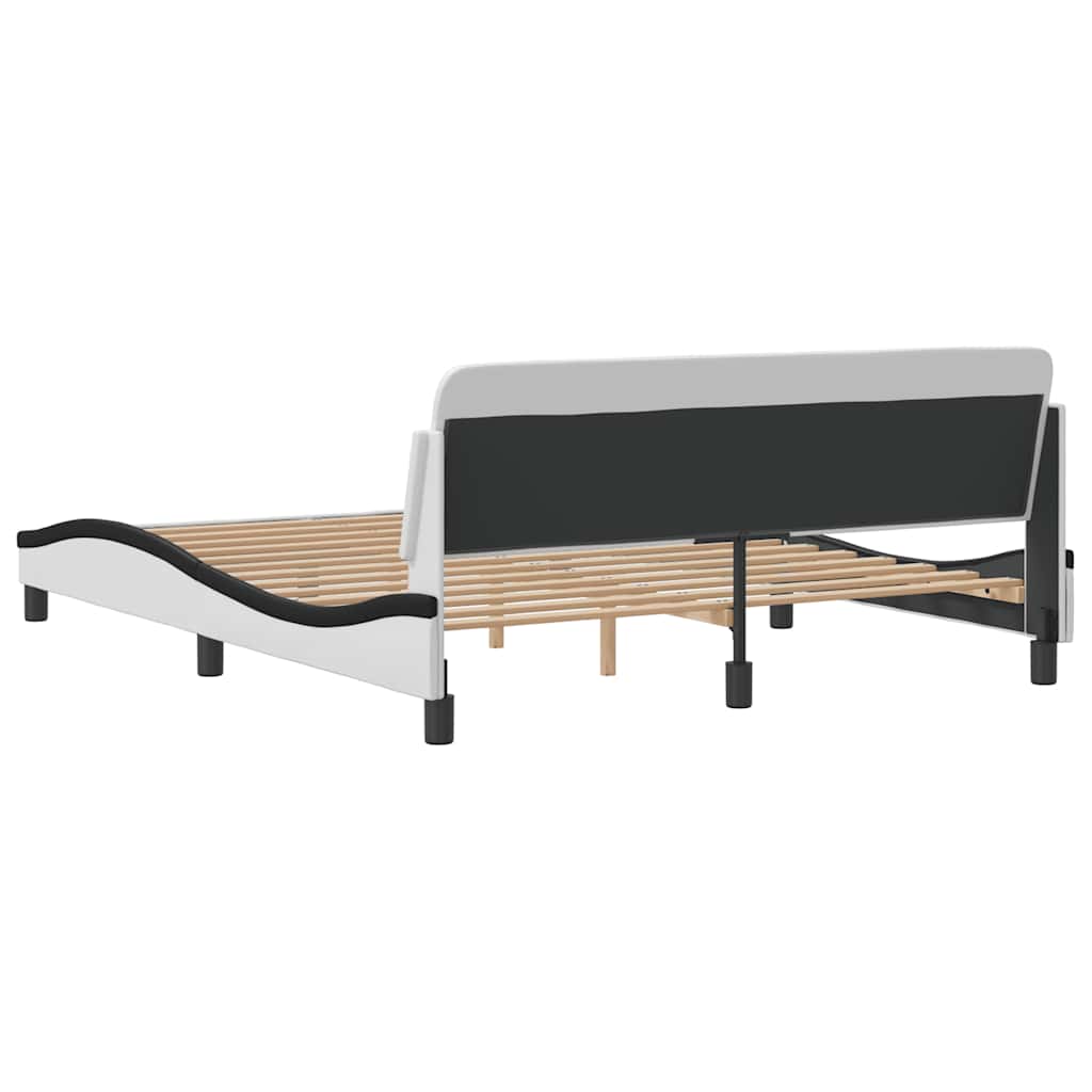 sengeramme Dover 160x200 cm kunstlæder hvid og sort