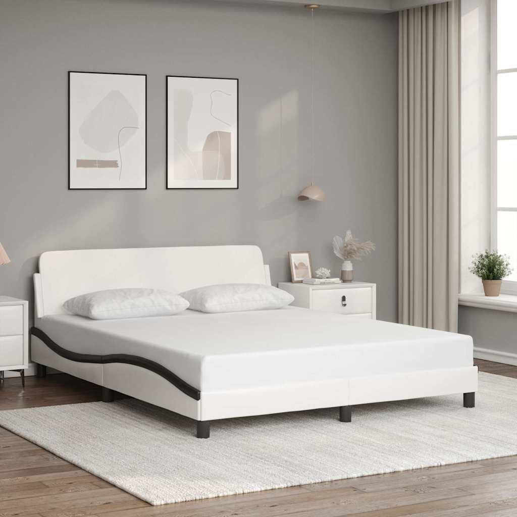 sengeramme Dover 160x200 cm kunstlæder hvid og sort