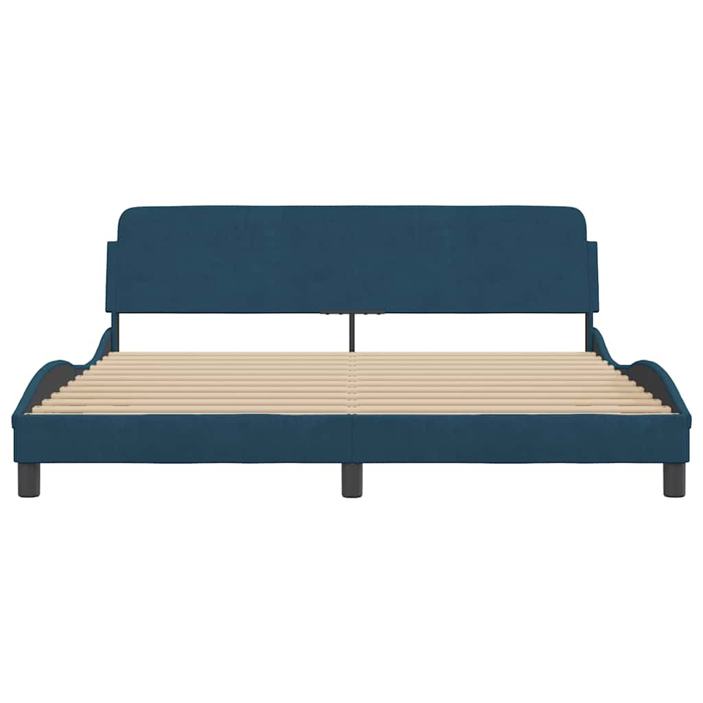 sengeramme med sengegavl Dover 180x200 cm velour blå