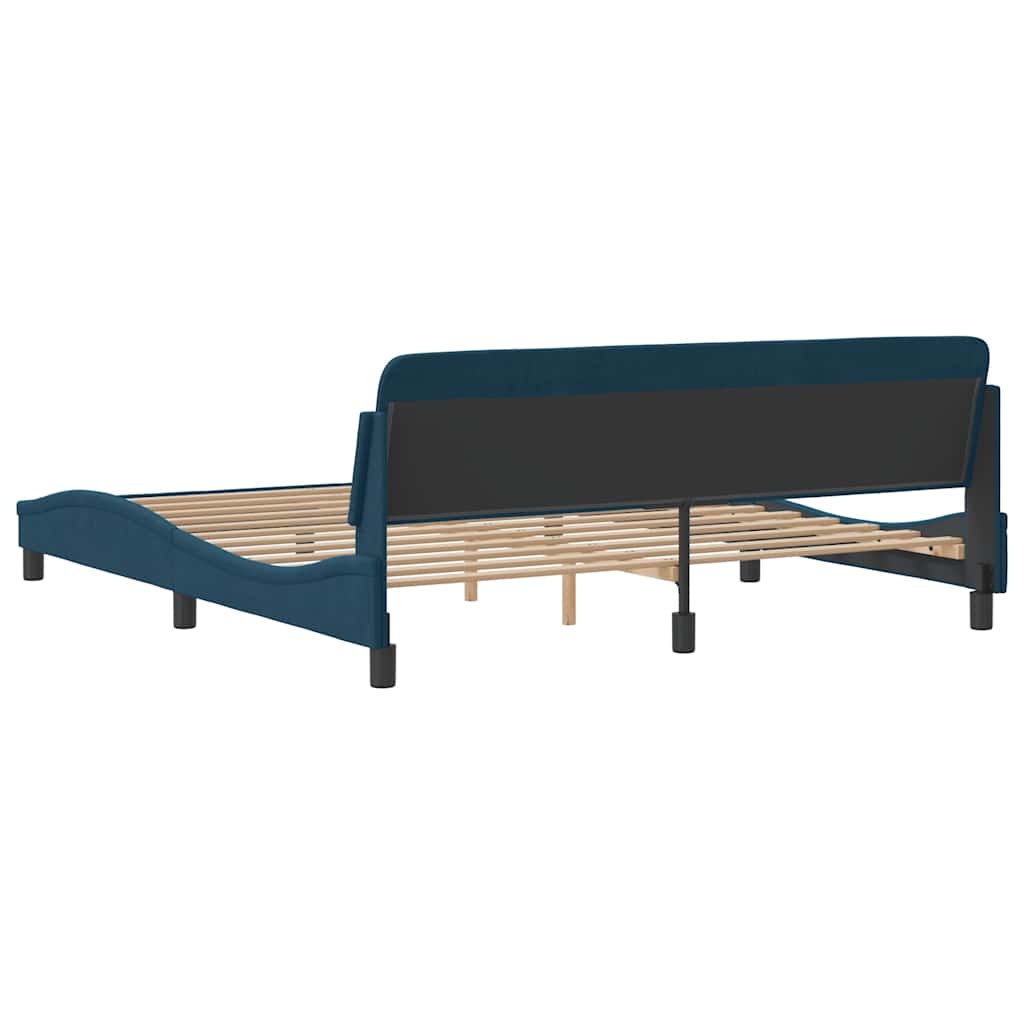 sengeramme med sengegavl Dover 180x200 cm velour blå