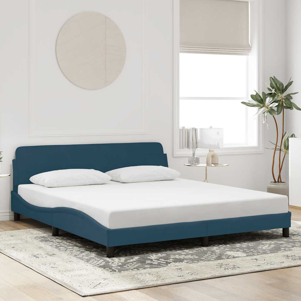 sengeramme med sengegavl Dover 180x200 cm velour blå
