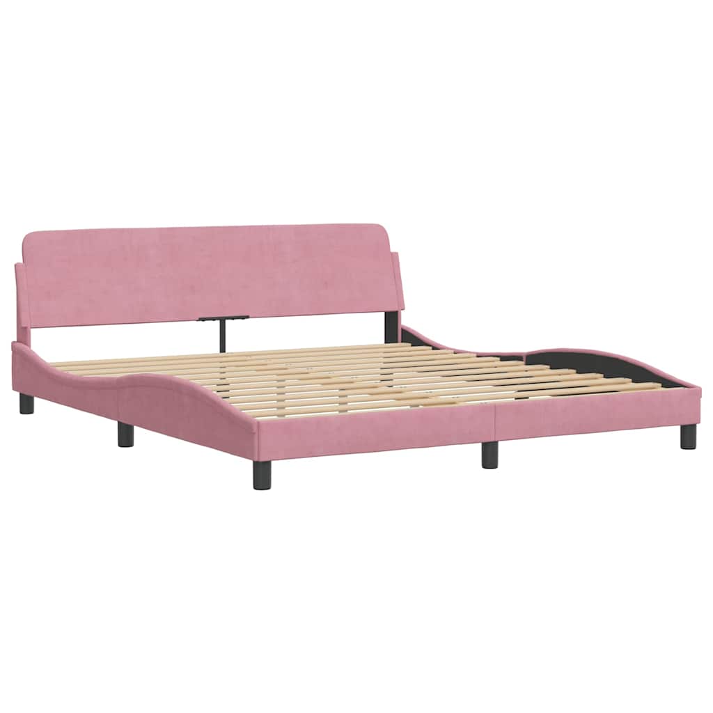 sengeramme med sengegavl Dover Pink 180x200 cm Fløjl