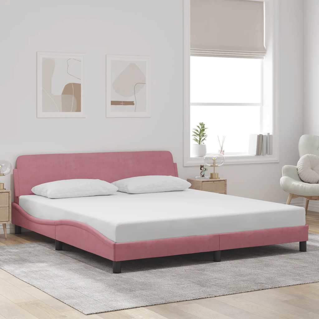 sengeramme med sengegavl Dover Pink 180x200 cm Fløjl