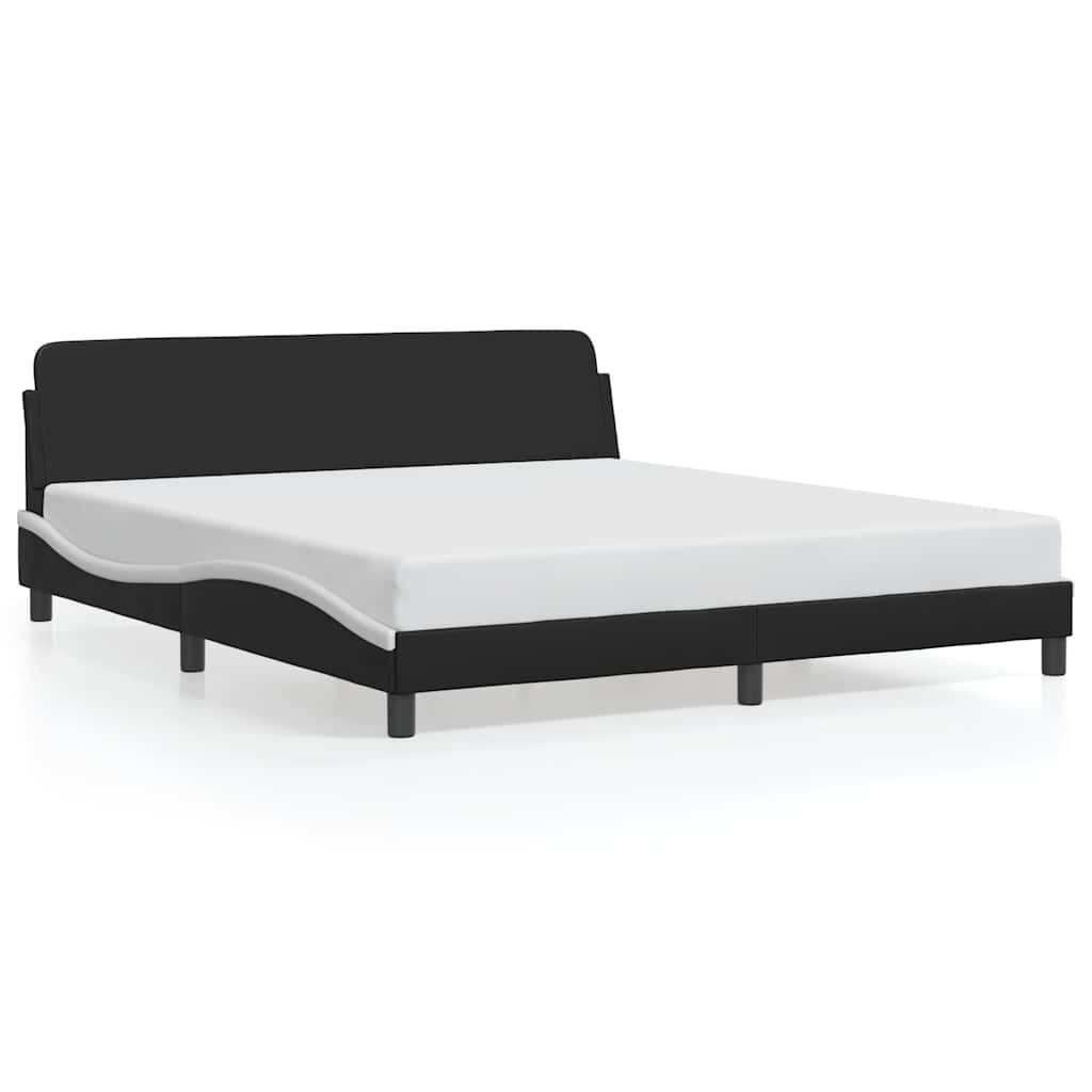 sengeramme Dover 180x200 cm kunstlæder sort og hvid