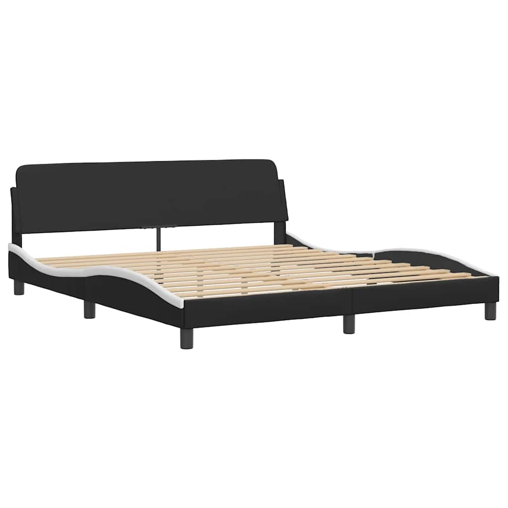 sengeramme Dover 180x200 cm kunstlæder sort og hvid