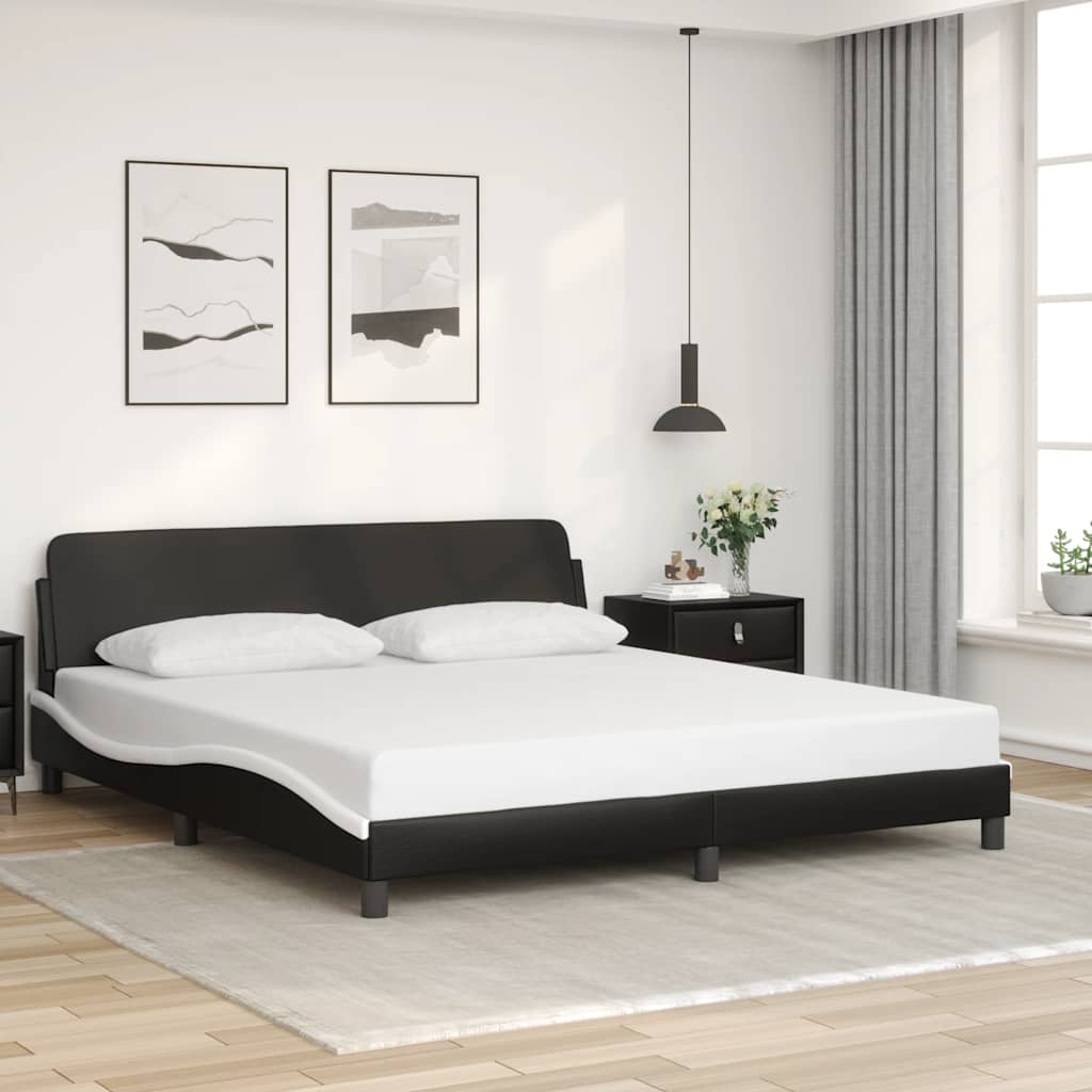 sengeramme Dover 180x200 cm kunstlæder sort og hvid