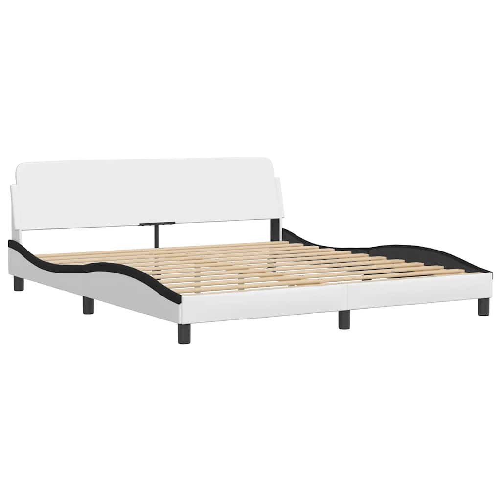 sengeramme Dover 180x200 cm kunstlæder hvid og sort