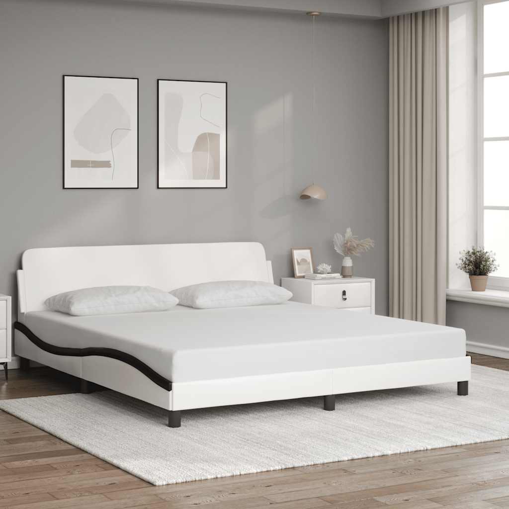 sengeramme Dover 180x200 cm kunstlæder hvid og sort