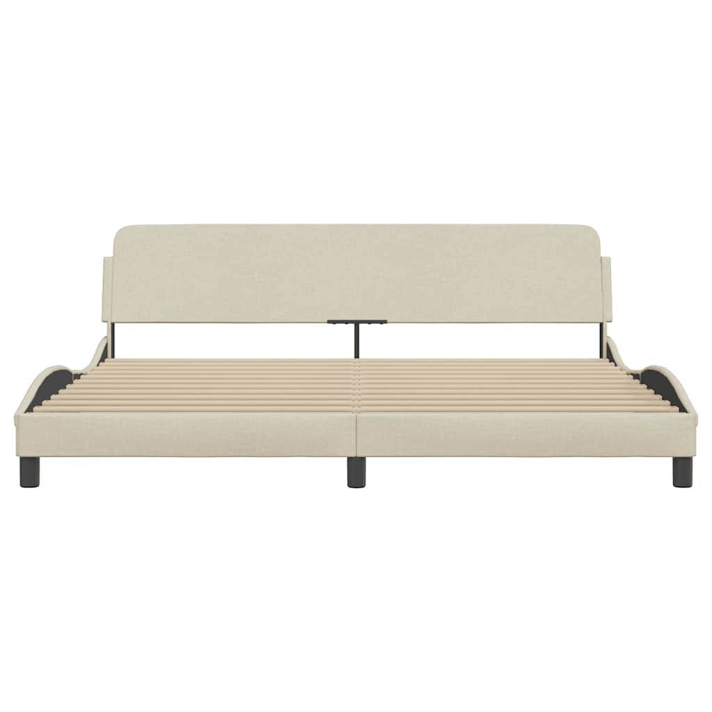 sengeramme Dover 200x200 cm stof cremefarvet