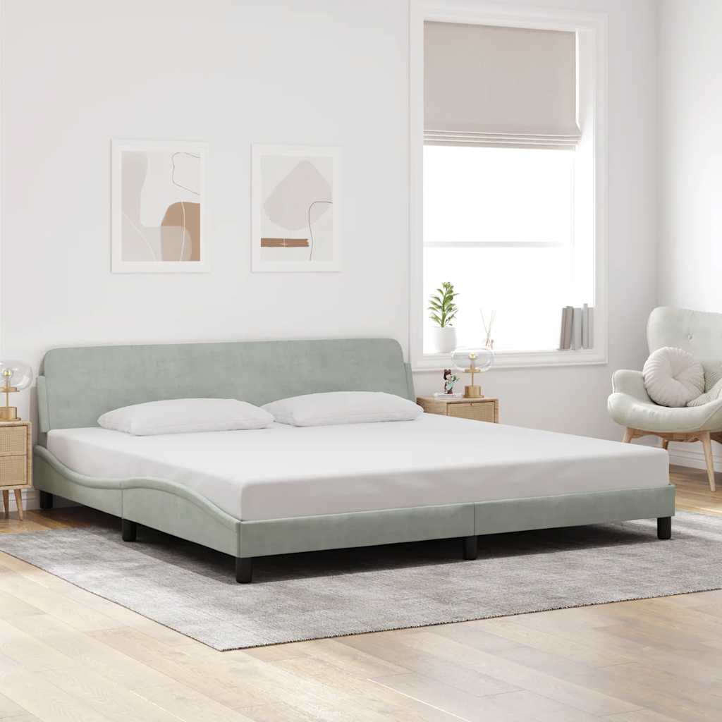 sengeramme Dover Lysegrå 200x200 cm Fløjl