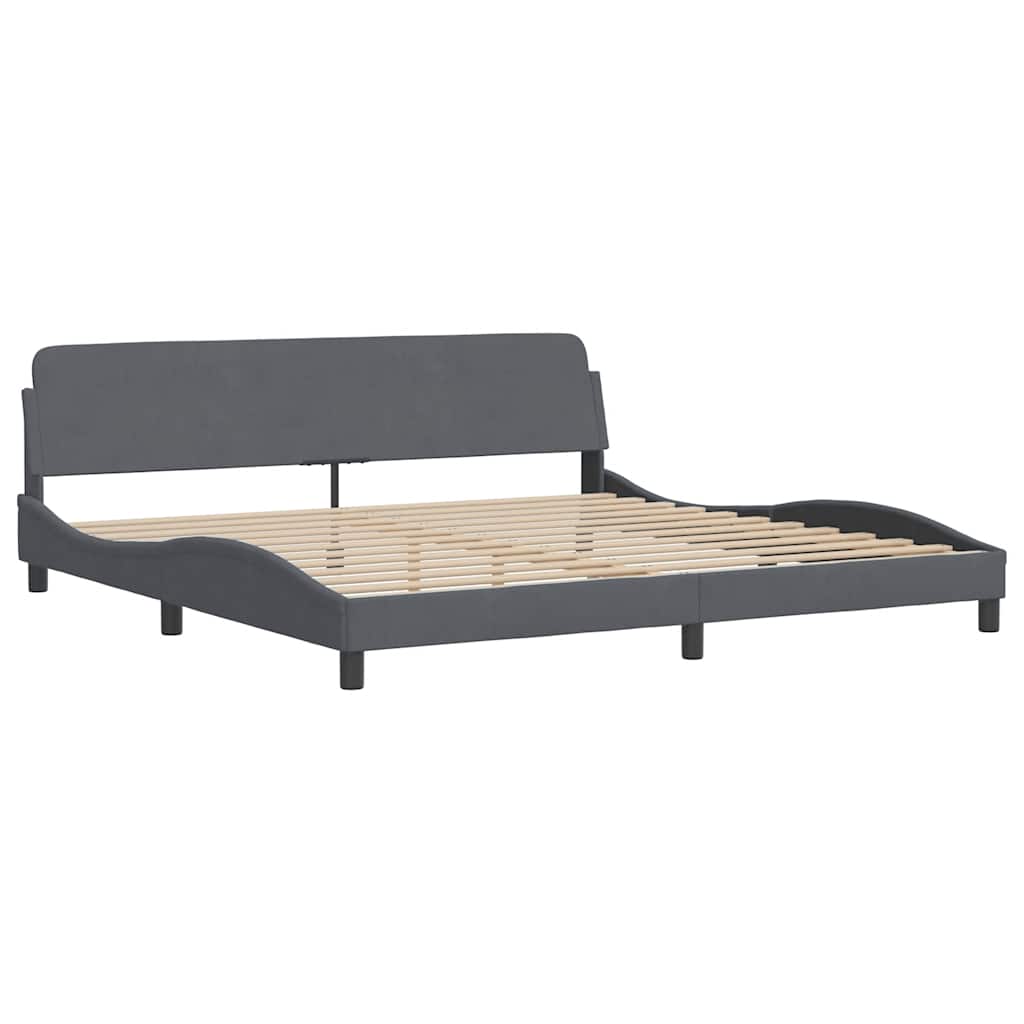 sengeramme Dover Mørkegrå 200x200 cm Fløjl