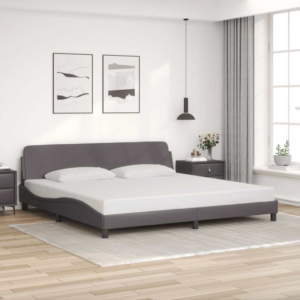 sengeramme Dover 200x200 cm kunstlæder grå
