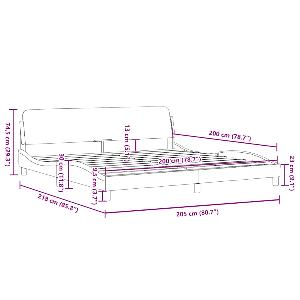 sengeramme Dover 200x200 cm kunstlæder cappuccinofarvet
