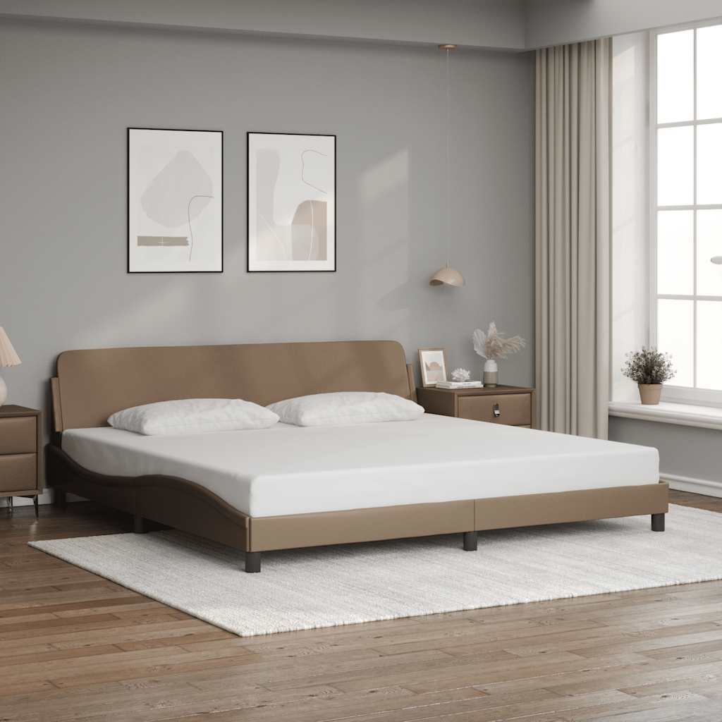 sengeramme Dover 200x200 cm kunstlæder cappuccinofarvet