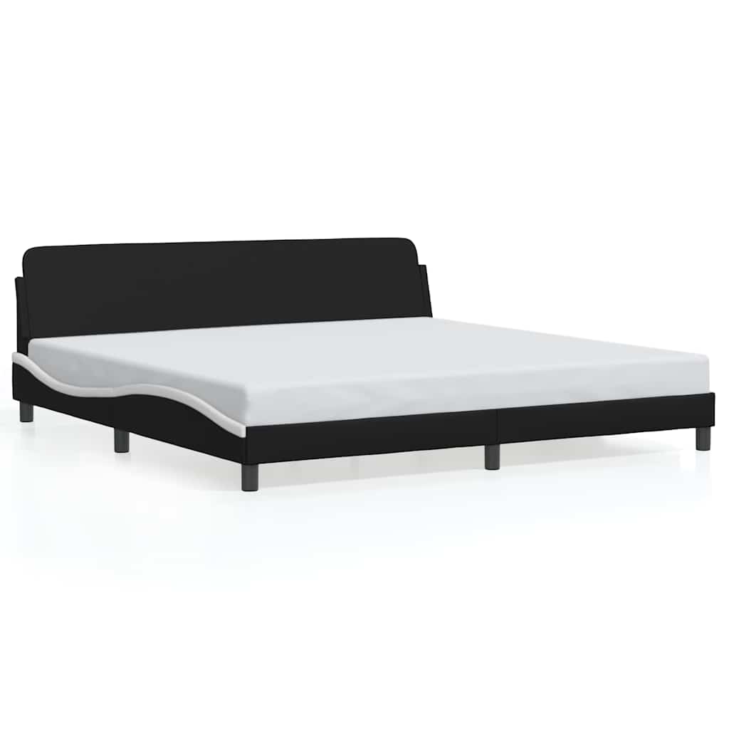 sengeramme Dover 200x200 cm kunstlæder sort og hvid