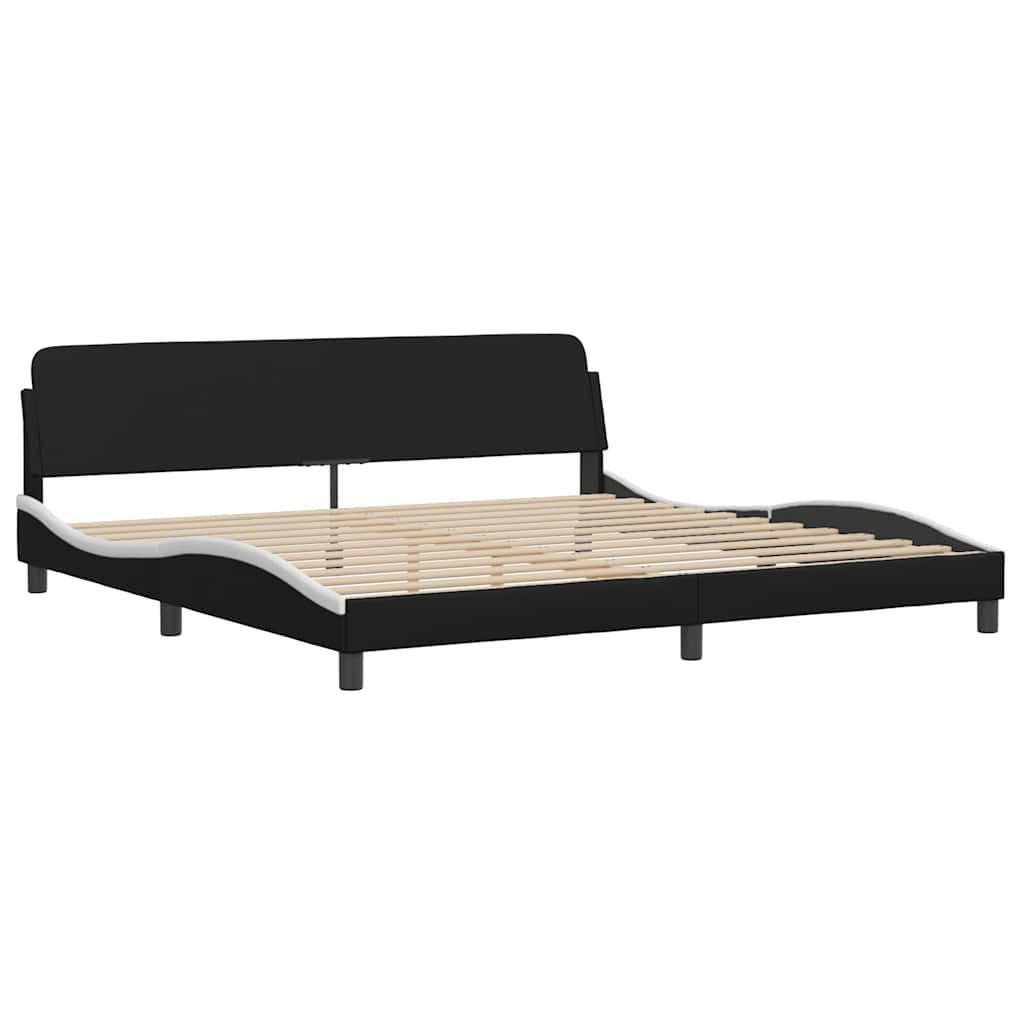 sengeramme Dover 200x200 cm kunstlæder sort og hvid