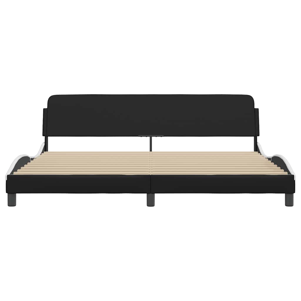 sengeramme Dover 200x200 cm kunstlæder sort og hvid