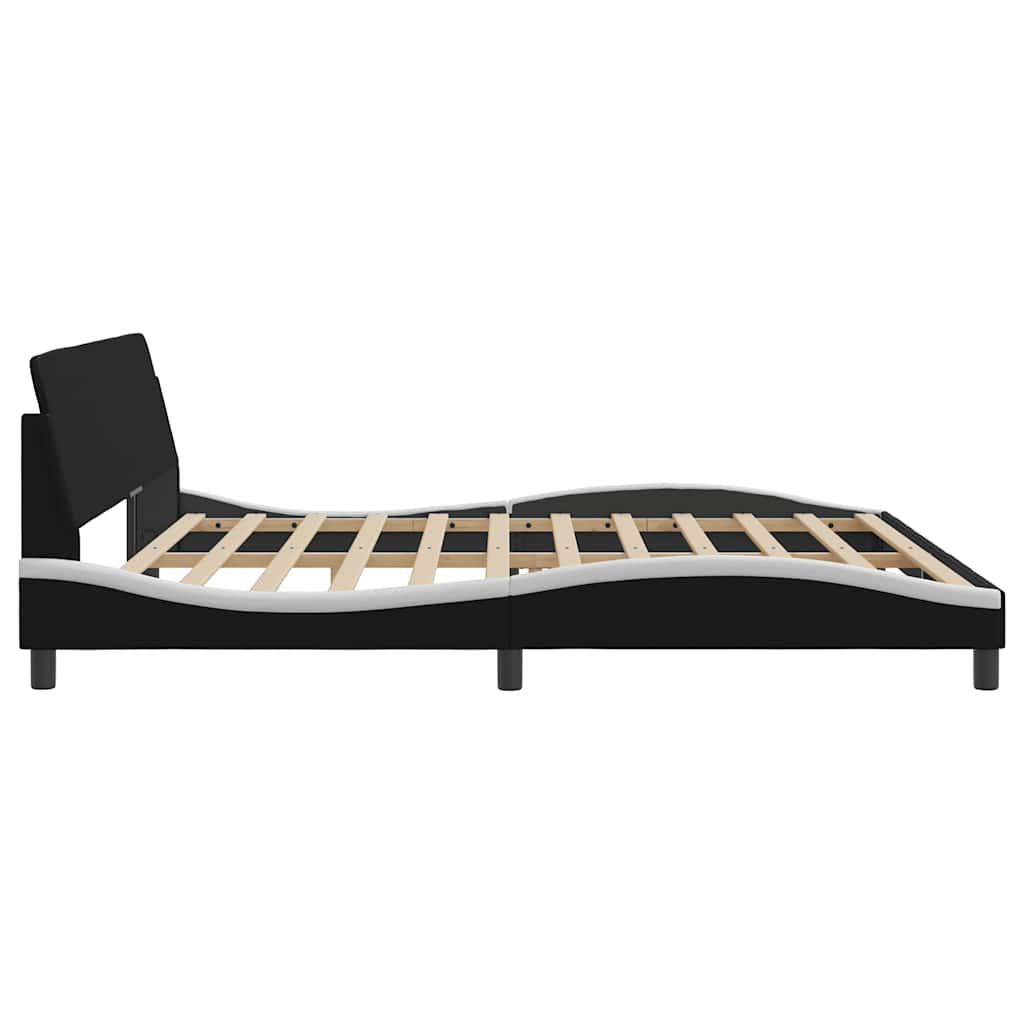 sengeramme Dover 200x200 cm kunstlæder sort og hvid