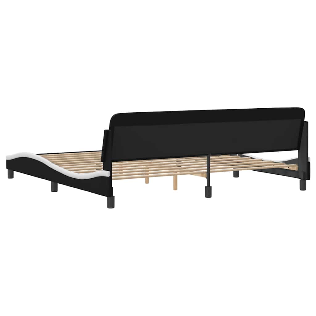 sengeramme Dover 200x200 cm kunstlæder sort og hvid