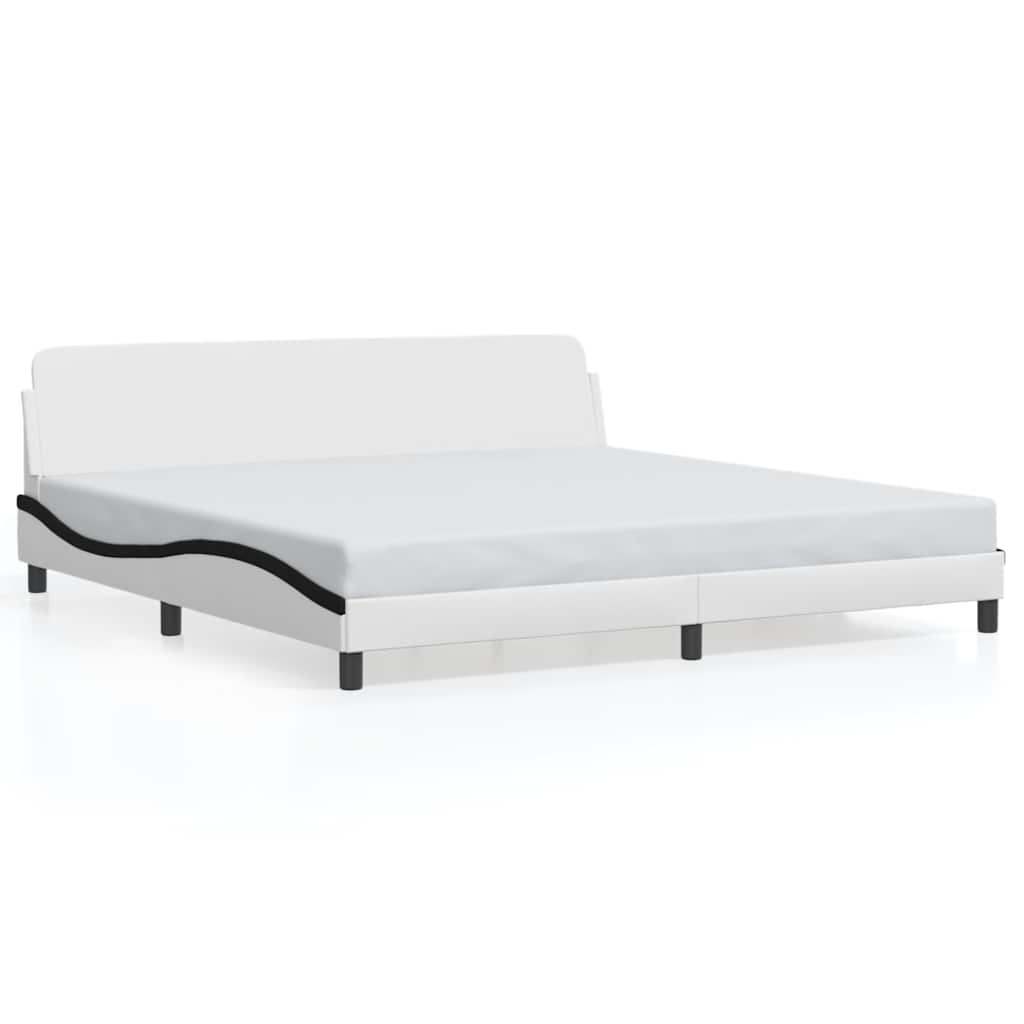 sengeramme Dover 200x200 cm kunstlæder hvid og sort