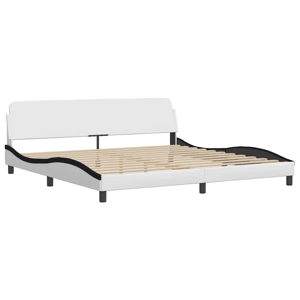 sengeramme Dover 200x200 cm kunstlæder hvid og sort
